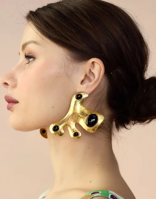 Cynthia Rowley Hidden Gem Earrings BLACK New