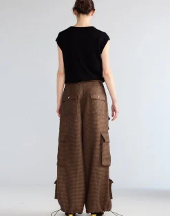 Cynthia Rowley Houndstooth Cargo Pants BLKBR Sale