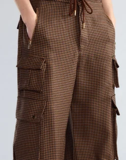 Cynthia Rowley Houndstooth Cargo Pants BLKBR Sale
