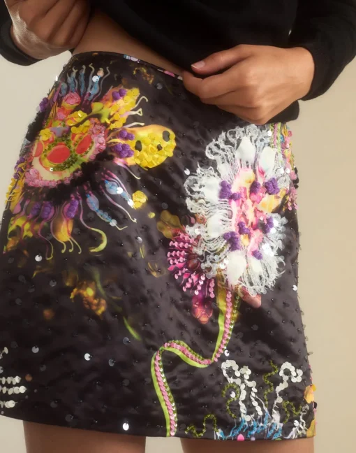 Cynthia Rowley Kaia Skirt BLKFL Clearance
