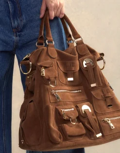 Cynthia Rowley Leather Cargo Pocket Bag BROWN Online