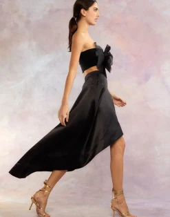 Cynthia Rowley Livia Satin Skirt BLACK Clearance