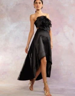 Cynthia Rowley Livia Satin Skirt BLACK Clearance