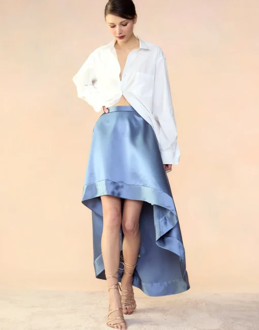 Cynthia Rowley Livia Satin Skirt GRAY Sale