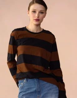 Cynthia Rowley Long Sleeve Everyday Tee BLKBR Fashion