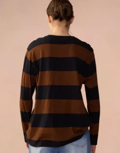 Cynthia Rowley Long Sleeve Everyday Tee BLKBR Fashion