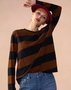 Cynthia Rowley Long Sleeve Everyday Tee BLKBR Fashion