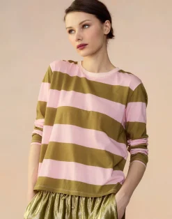 Cynthia Rowley Long Sleeve Everyday Tee GRNPK Outlet