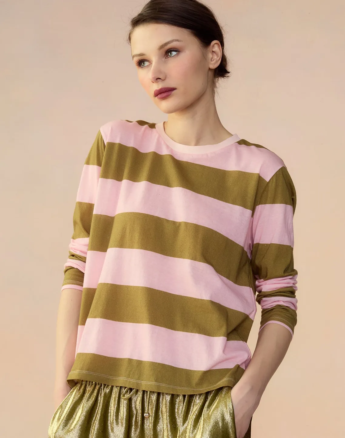 Cynthia Rowley Long Sleeve Everyday Tee GRNPK Outlet