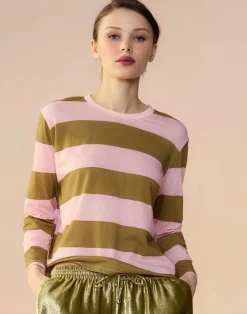 Cynthia Rowley Long Sleeve Everyday Tee GRNPK Outlet