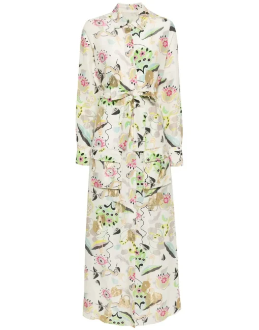 Cynthia Rowley Love Locket Linen Shirt Dress WHTFL Hot