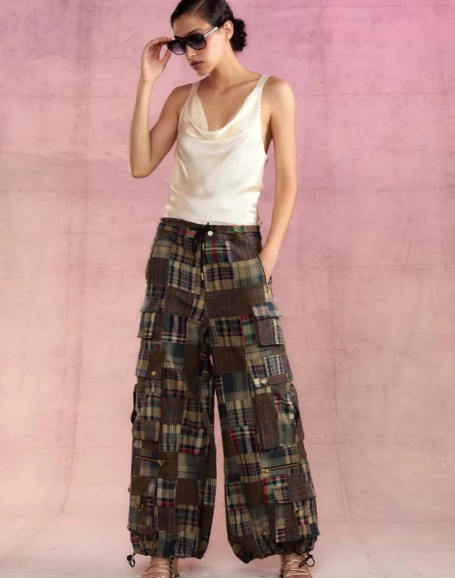 Cynthia Rowley Madrid Madras Cargo Pants PLAID New