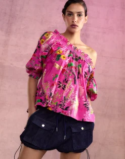 Cynthia Rowley Malta Off Shoulder Blouse PNKFL Best