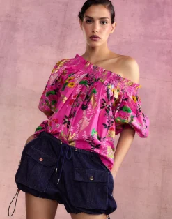 Cynthia Rowley Malta Off Shoulder Blouse PNKFL Best