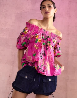 Cynthia Rowley Malta Off Shoulder Blouse PNKFL Best