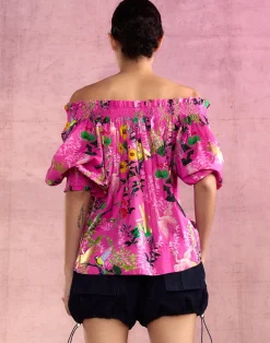 Cynthia Rowley Malta Off Shoulder Blouse PNKFL Best