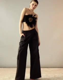 Cynthia Rowley Marbella Cotton Cargo Pant BLACK Hot