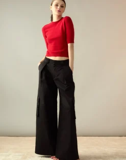 Cynthia Rowley Marbella Cotton Cargo Pant BLACK Hot