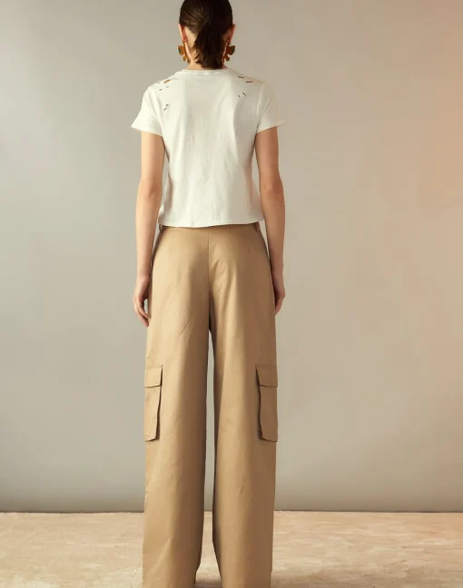 Cynthia Rowley Marbella Cotton Cargo Pant KHAKI Discount