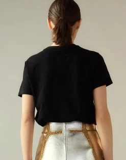 Cynthia Rowley Metallic Bow Tee BLACK Sale