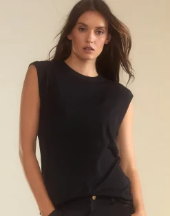 Cynthia Rowley Mica Sleeveless Knit Top BLACK Discount