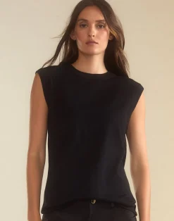 Cynthia Rowley Mica Sleeveless Knit Top BLACK Discount