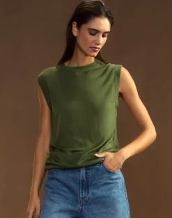 Cynthia Rowley Mica Sleeveless Knit Top DRKGR Fashion