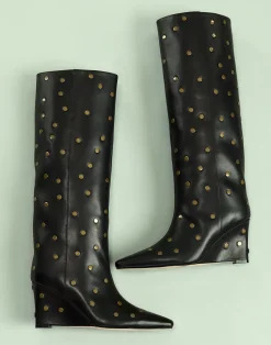 Cynthia Rowley Nailed It Wedge Boot BLACK New