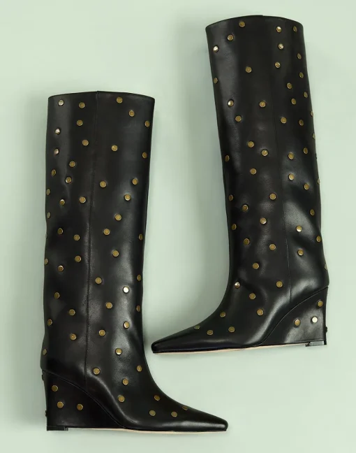 Cynthia Rowley Nailed It Wedge Boot BLACK New