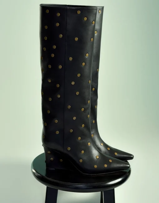 Cynthia Rowley Nailed It Wedge Boot BLACK New