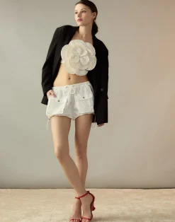 Cynthia Rowley Nylon Cargo Shorts White Clearance