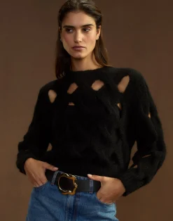 Cynthia Rowley Open Knit Sweater BLACK Fashion