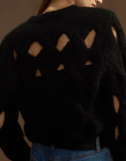 Cynthia Rowley Open Knit Sweater BLACK Fashion