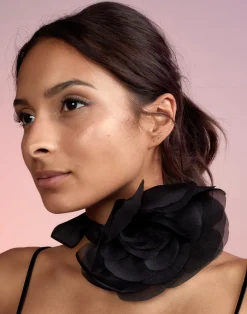 Cynthia Rowley Organza Flower Ties BLACK Clearance