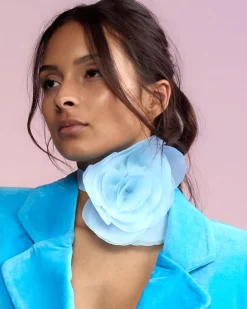 Cynthia Rowley Organza Flower Ties BLUE Outlet