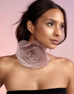Cynthia Rowley Organza Flower Ties Blush Outlet