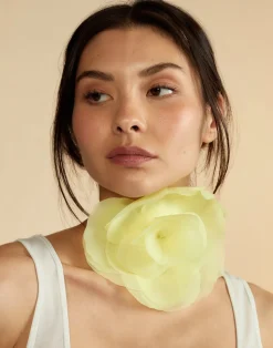 Cynthia Rowley Organza Flower Ties Yellow Hot