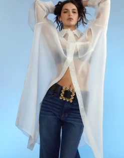 Cynthia Rowley Oversized Buckle Belt BLACK Clearance