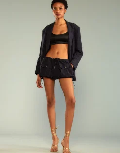 Cynthia Rowley Pinstripe Cargo Bloomer Short Navy Hot