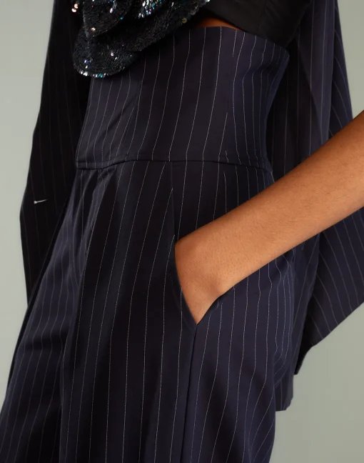 Cynthia Rowley Pinstripe Corset Waist Pants Navy Sale