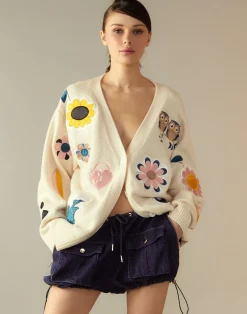Cynthia Rowley Playful Patchwork Cardigan WHTML Clearance