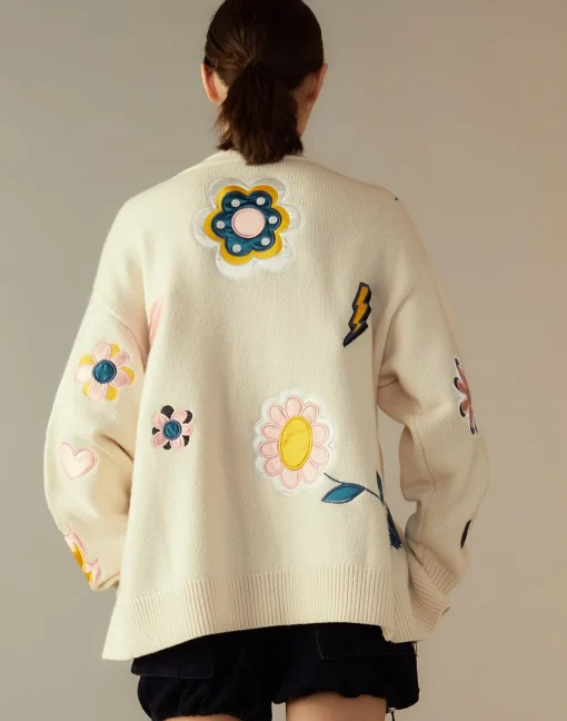 Cynthia Rowley Playful Patchwork Cardigan WHTML Clearance
