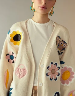 Cynthia Rowley Playful Patchwork Cardigan WHTML Clearance