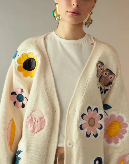 Cynthia Rowley Playful Patchwork Cardigan WHTML Clearance