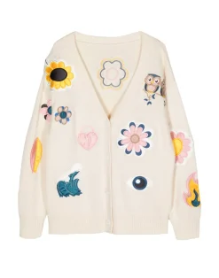Cynthia Rowley Playful Patchwork Cardigan WHTML Clearance