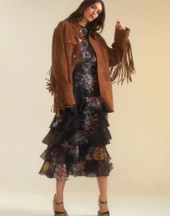 Cynthia Rowley Prim Silk Organza Blouse BLKFL Outlet