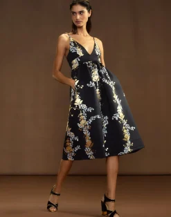 Cynthia Rowley Pure Gold Bonded Dress BLKGD Outlet