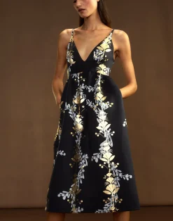 Cynthia Rowley Pure Gold Bonded Dress BLKGD Outlet