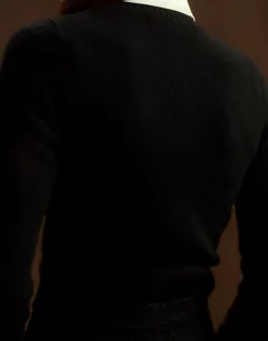 Cynthia Rowley Rosette Wool Cashmere Sweater BLACK Discount