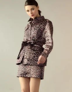 Cynthia Rowley Satin Safari Jacket LEOPD Discount